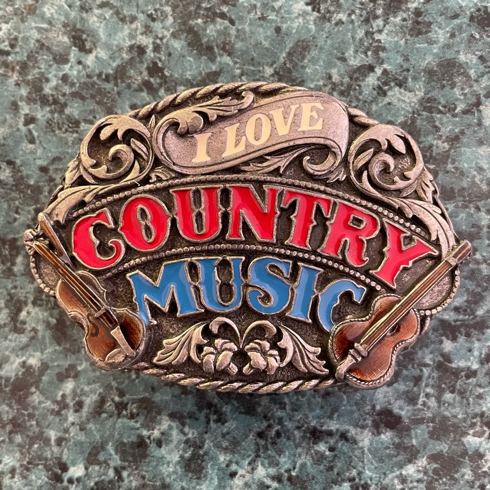 Vintage I love Country Music Belt Buckle